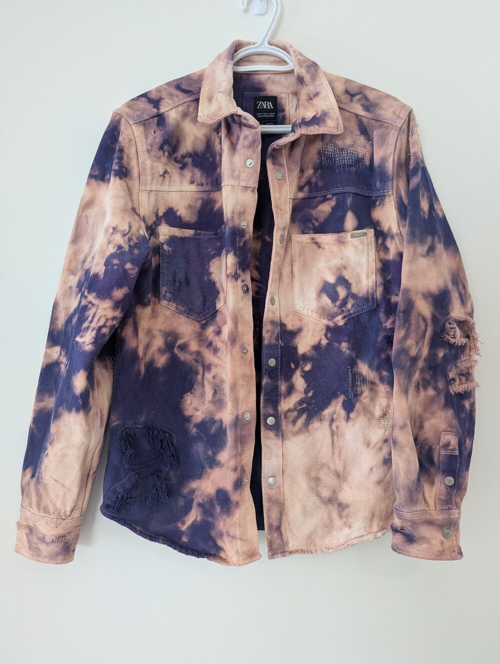 One-of-a-Kind Custom Acid Wash Denim Jacket Men's Small Oversized Women's Medium